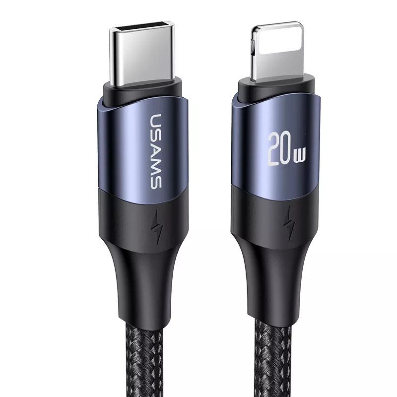 Usams US-SJ522 USB-C To Lightning Cable 2m Black sku062.png